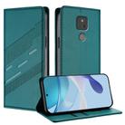 For Motorola Moto G Play 2021 Embossed Multi-functional Wallet Retro Leather Phone Case(Dark Green) - 1