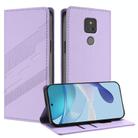 For Motorola Moto G Play 2021 Embossed Multi-functional Wallet Retro Leather Phone Case(Light Purple) - 1
