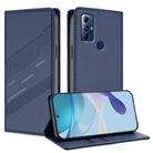 For Motorola Moto G Play 2022 Embossed Multi-functional Wallet Retro Leather Phone Case(Dark Blue) - 1