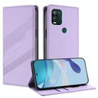 For Motorola Moto G Stylus 5G 2021 Embossed Multi-functional Wallet Retro Leather Phone Case(Light Purple) - 1