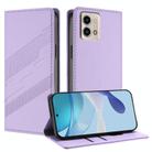 For Motorola Moto G Stylus 5G 2023 Embossed Multi-functional Wallet Retro Leather Phone Case(Light Purple) - 1