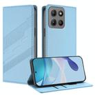 For Motorola Moto G15 Embossed Multi-functional Wallet Retro Leather Phone Case(Light Blue) - 1