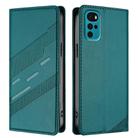 For Motorola Moto G22 Embossed Multi-functional Wallet Retro Leather Phone Case(Dark Green) - 2