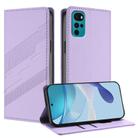 For Motorola Moto G22 Embossed Multi-functional Wallet Retro Leather Phone Case(Light Purple) - 1