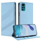 For Motorola Moto G22 Embossed Multi-functional Wallet Retro Leather Phone Case(Light Blue) - 1