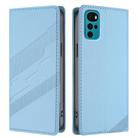 For Motorola Moto G22 Embossed Multi-functional Wallet Retro Leather Phone Case(Light Blue) - 2