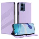 For Motorola Moto G24 Power Embossed Multi-functional Wallet Retro Leather Phone Case(Light Purple) - 1