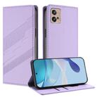 For Motorola Moto G32 Embossed Multi-functional Wallet Retro Leather Phone Case(Light Purple) - 1