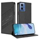 For Motorola Moto G34 Embossed Multi-functional Wallet Retro Leather Phone Case(Black) - 1