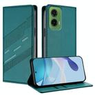 For Motorola Moto G35 Embossed Multi-functional Wallet Retro Leather Phone Case(Dark Green) - 1