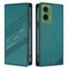For Motorola Moto G35 Embossed Multi-functional Wallet Retro Leather Phone Case(Dark Green) - 2