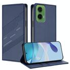 For Motorola Moto G35 Embossed Multi-functional Wallet Retro Leather Phone Case(Dark Blue) - 1