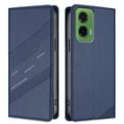 For Motorola Moto G35 Embossed Multi-functional Wallet Retro Leather Phone Case(Dark Blue) - 2