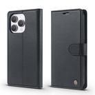 For iPhone 15 Pro Max Forwenw F6 Series RFID Leather Phone Case(Black) - 1