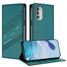 For Motorola Moto G51 5G Embossed Multi-functional Wallet Retro Leather Phone Case(Dark Green) - 1