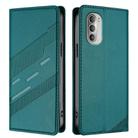 For Motorola Moto G51 5G Embossed Multi-functional Wallet Retro Leather Phone Case(Dark Green) - 2
