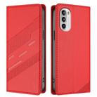 For Motorola Moto G52 Embossed Multi-functional Wallet Retro Leather Phone Case(Red) - 2