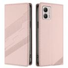 For Motorola Moto G53 Embossed Multi-functional Wallet Retro Leather Phone Case(Pink) - 2