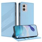 For Motorola Moto G53 Embossed Multi-functional Wallet Retro Leather Phone Case(Light Blue) - 1