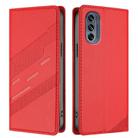 For Motorola Moto G62 Embossed Multi-functional Wallet Retro Leather Phone Case(Red) - 2
