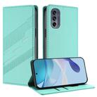 For Motorola Moto G62 Embossed Multi-functional Wallet Retro Leather Phone Case(Mint Green) - 1
