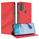 For Motorola Moto G71 5G Embossed Multi-functional Wallet Retro Leather Phone Case(Red) - 1