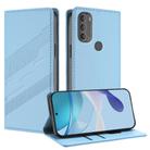 For Motorola Moto G71 5G Embossed Multi-functional Wallet Retro Leather Phone Case(Light Blue) - 1