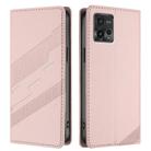 For Motorola Moto G72 Embossed Multi-functional Wallet Retro Leather Phone Case(Pink) - 2