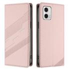 For Motorola Moto G73 Embossed Multi-functional Wallet Retro Leather Phone Case(Pink) - 2