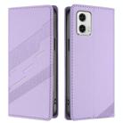 For Motorola Moto G73 Embossed Multi-functional Wallet Retro Leather Phone Case(Light Purple) - 2