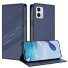 For Motorola Moto G73 Embossed Multi-functional Wallet Retro Leather Phone Case(Dark Blue) - 1