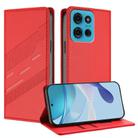 For Motorola Moto G75 Embossed Multi-functional Wallet Retro Leather Phone Case(Red) - 1
