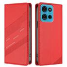 For Motorola Moto G75 Embossed Multi-functional Wallet Retro Leather Phone Case(Red) - 2