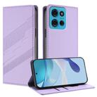 For Motorola Moto G75 Embossed Multi-functional Wallet Retro Leather Phone Case(Light Purple) - 1