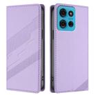 For Motorola Moto G75 Embossed Multi-functional Wallet Retro Leather Phone Case(Light Purple) - 2