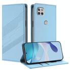 For Motorola One 5G Ace Embossed Multi-functional Wallet Retro Leather Phone Case(Light Blue) - 1