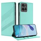 For Motorola Edge 50 Embossed Multi-functional Wallet Retro Leather Phone Case(Mint Green) - 1