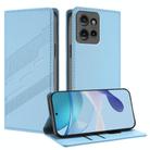 For Motorola Edge 50 Embossed Multi-functional Wallet Retro Leather Phone Case(Light Blue) - 1