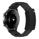 20mm Folding Magnetic Buckle Stainless Steel Rubber Watch Band(Black+Black) - 1