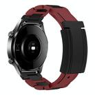 20mm Folding Magnetic Buckle Stainless Steel Rubber Watch Band(Wine Red+Black) - 1
