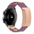 20mm Folding Magnetic Buckle Stainless Steel Rubber Watch Band(Purple+Rose Gold) - 1