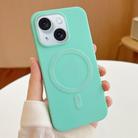 For iPhone 15 Plus Stripe MagSafe TPU Phone Case(Mint Green) - 1
