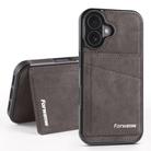 For iPhone 16 Forwenw F8 Series 2 in 1 Magnetic Card Slot Leather Phone Case(Grey) - 1