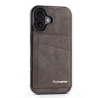For iPhone 16 Forwenw F8 Series 2 in 1 Magnetic Card Slot Leather Phone Case(Grey) - 2