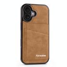 For iPhone 16 Forwenw F8 Series 2 in 1 Magnetic Card Slot Leather Phone Case(Brown) - 2