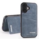 For iPhone 16 Forwenw F8 Series 2 in 1 Magnetic Card Slot Leather Phone Case(Blue) - 1
