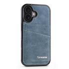 For iPhone 16 Forwenw F8 Series 2 in 1 Magnetic Card Slot Leather Phone Case(Blue) - 2
