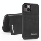 For iPhone 15 Plus Forwenw F8 Series 2 in 1 Magnetic Card Slot Leather Phone Case(Black) - 1