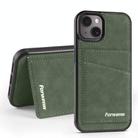 For iPhone 14 Forwenw F8 Series 2 in 1 Magnetic Card Slot Leather Phone Case(Green) - 1