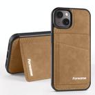 For iPhone 13 Forwenw F8 Series 2 in 1 Magnetic Card Slot Leather Phone Case(Brown) - 1